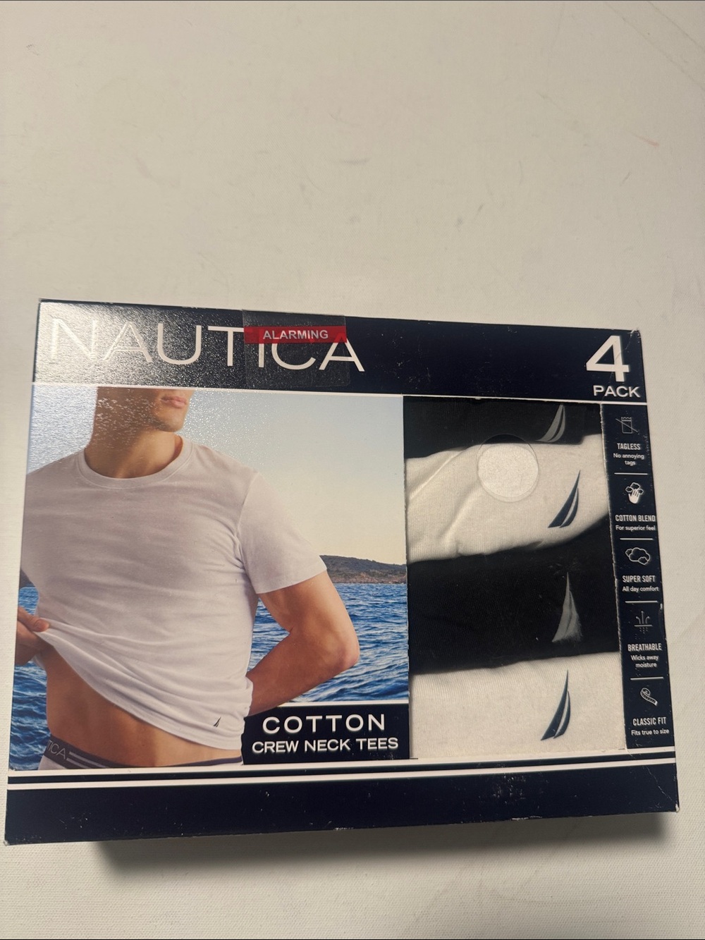 Nautica Tshirt Mens Medium Black White 4 Pack